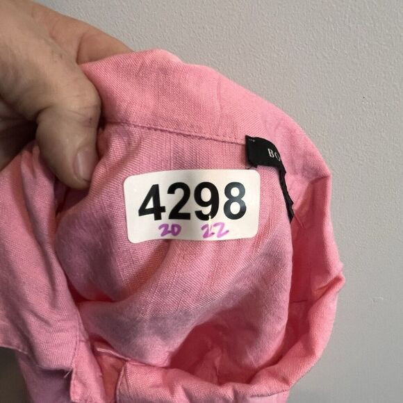Boston Proper Pink Linen Button Up Blouse Women’s XS Tie Front Party Shower Long - Picture 4 of 12